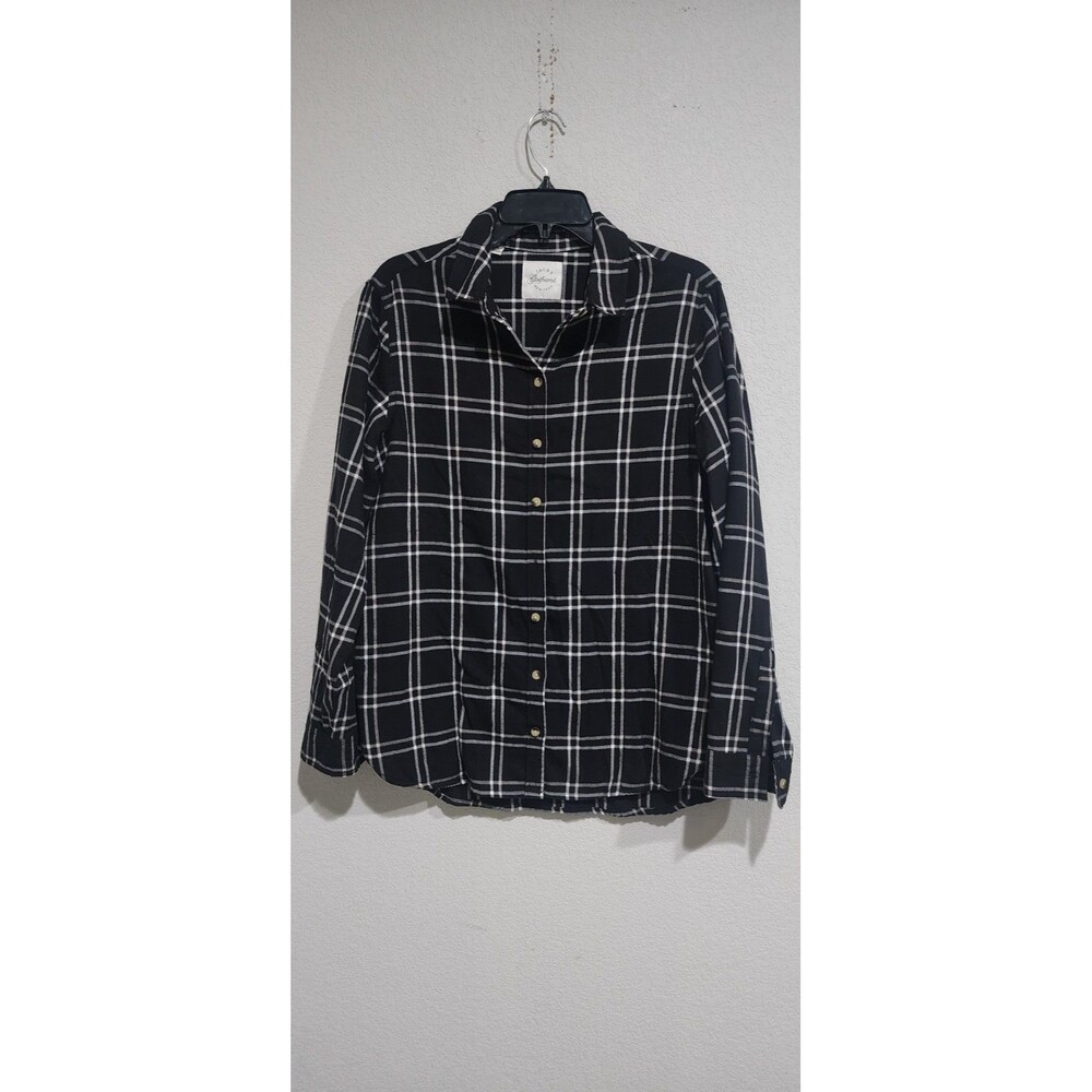 JACHS Girlfriend Black Flannel Shirt Long Sleeve Size M Soft Comfy Fallcore